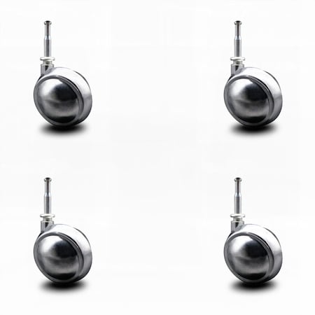Service Caster 2.5 Inch Bright Chrome Metal Ball Caster - Grip Neck Stem - SCC, 4PK SCC-GN01S25-DCS-BC-4